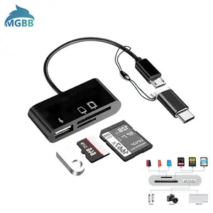 MGBB Card Reader 3 in 1 OTG Type-C Micro SD/TF Flash Drive Card Reader Data Reader Cable Card Reader Adaptor Laptop Data Transfer