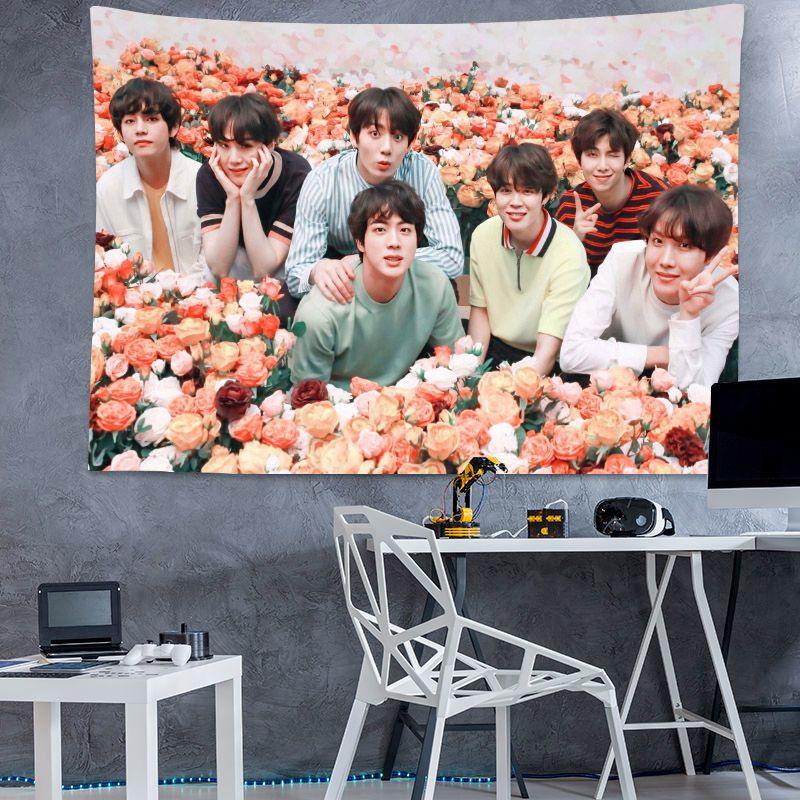 Product Introduction of BTS star fan bedside background cloth dormitory room bedroom dress up decorative hanging cloth 0