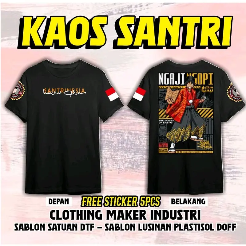 READY STOK ,KAOS SANTRI FREE STIKER,KAOS DAKWAH,KAOS PEJUANG SYAFAAT,KAOS KAUM SARUNGAN,KAOS KAUM,SABLON KAOS SATUAN,KAOS CUSTOM 1