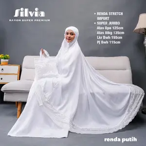 Mukena Putih Dewasa Traveling Katun Rayon Kombinasi Renda Import Super Jumbo Lembut Dan Dingin Atasan Bawahan Cantik Nyaman Panjang Mukenah Muslim Kain Mewah Haji Umroh