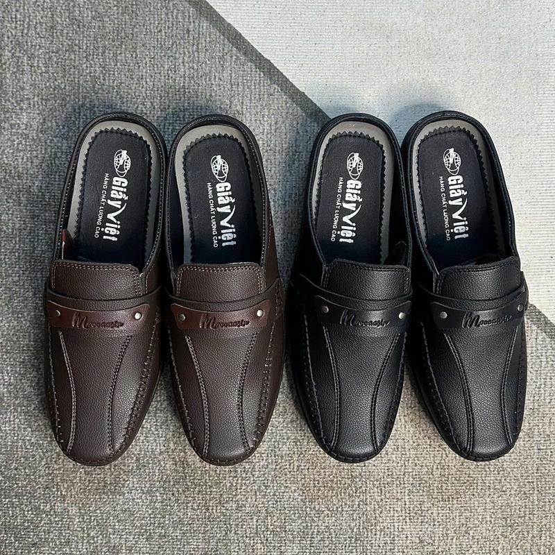 Giày nam không gót đục lỗ - giày lười trung niên size từ 38 đên 43 khâu đế chăc chắn thích hợp đi hằng ngày đóng hộp