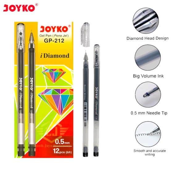 Pulpen Gel Joyko Gp-212 IDiamond 0.5 mm / Pcs Stationery Tinta 2