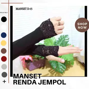 Handsock tangan jempol renda/manset tangan hijab/sarung tangan jempol muslimah haji umroh