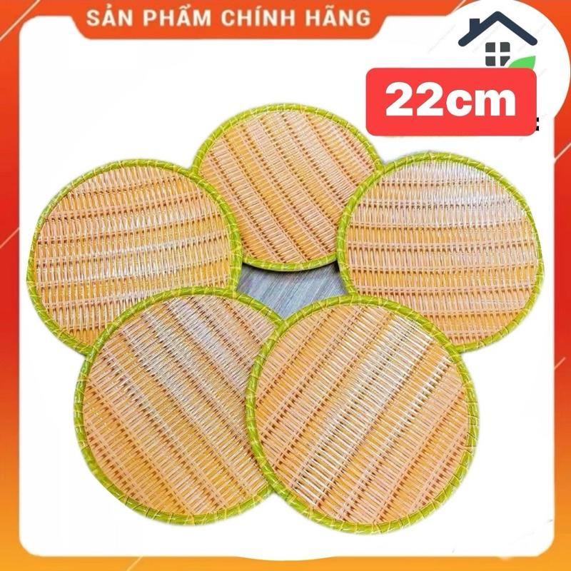 Combo 5 chiếc đĩa nhựa mây size 22cm dùng đựng hoa quả bún nộm xôi.Đĩa nhựa giả mây đĩa mây mẹt mây