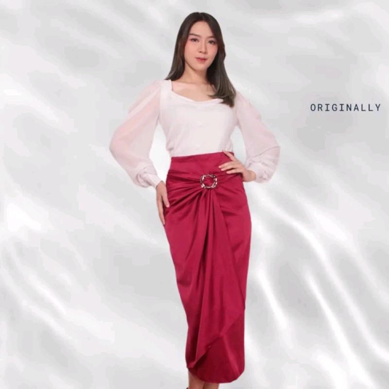 Rok Polos Satin Velvet Premium Warna Rosegold Wardah Lilac Sagegreen dan Lainnya - Serut, Wanita Batik Lilit Panjang Ring Bawahan Silver Silk Nyaman 4