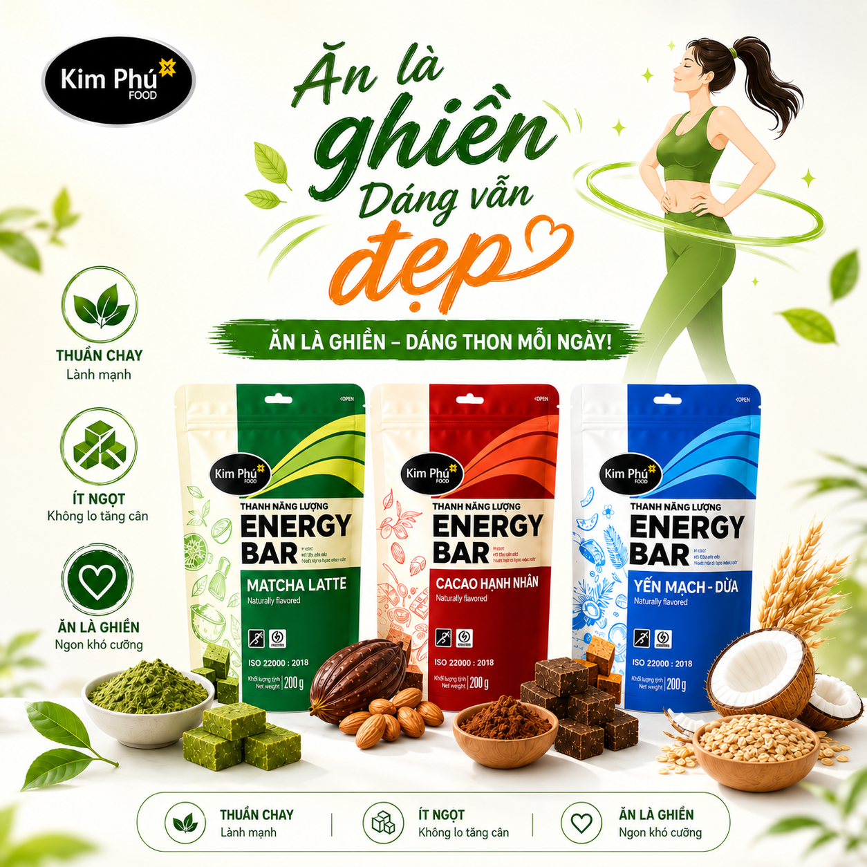 EnergyBar Kim Phú 3 Vị Mới Matcha