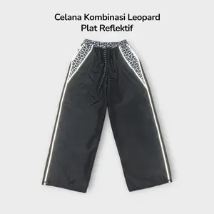 Celana Skena Baggy Parasut Motif Leopard Strip Menyala Unisex Anak Remaja 3-13 Tahun Bahan Parasut Premium