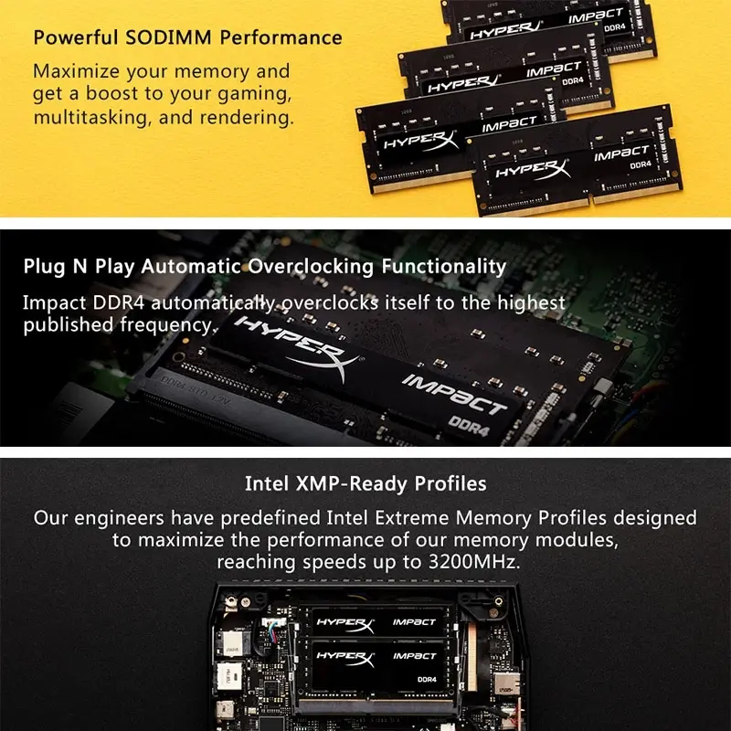 RAM DDR4 SODIMM chơi game, Kingston Hyperx, dành cho máy tính xách tay, bộ nhớ 8GB, 2666MHz,1pcs 2