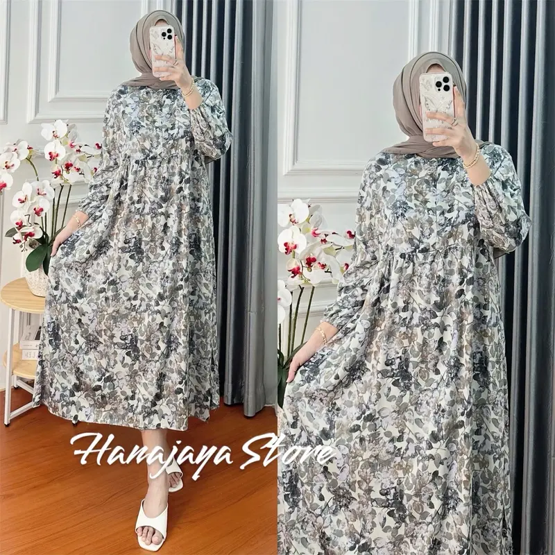 Gamis muslimah || Gamis Terbaru || Midi Dress Bahan Rayon Viscose Premium 8