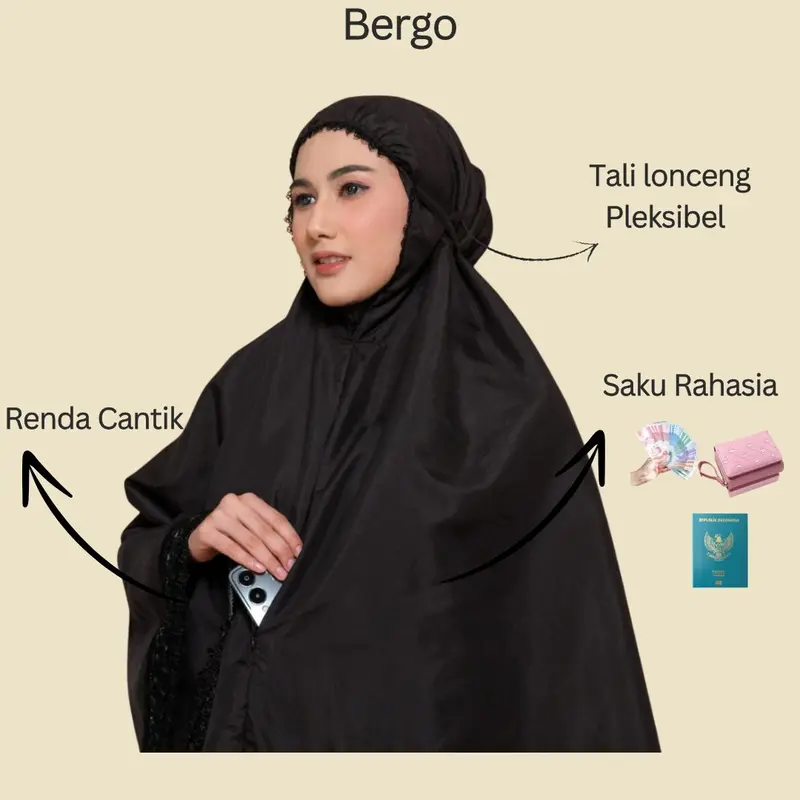 Perlengkapan pakaian Ihrom Paket Haji Dan Umroh Gamis Bergo Singlet Celana Sarung Tangan Tas Batu Jumroh 5