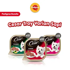 Cesar Tray Makanan Anjing Basah Multi Variant 100gr isi 36 - Varian Sapi