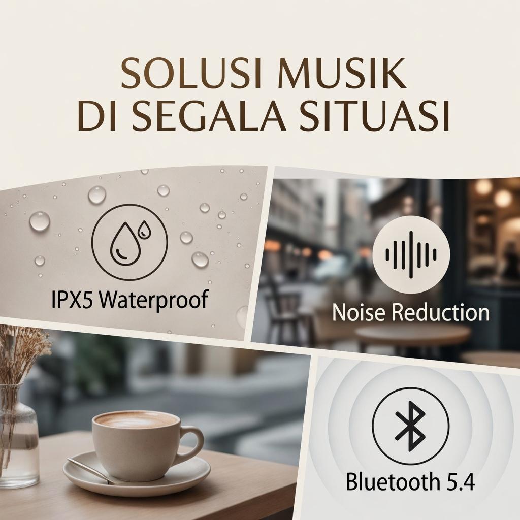 Black Myth Wukong KY X60 jbl phantom AI Earphone Suara Stereo Level HiFi, Tahan Air iPX5, Mikrofon Internal, ENC Noise Reduction  Cerdas Kontrol Sentuh untuk iPhone dan Android