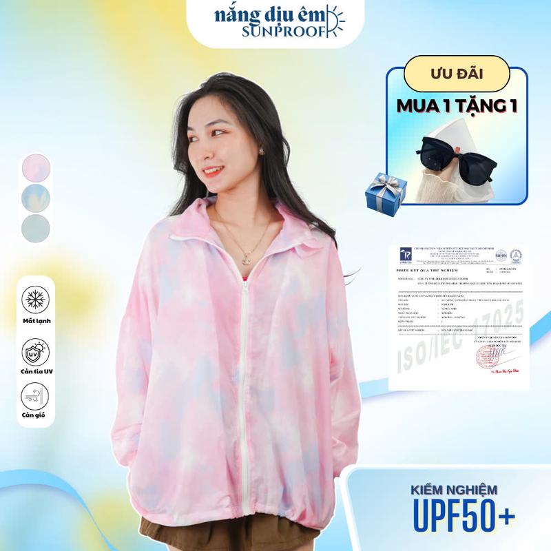 Áo khoác chống nắng chống UV UPF 50+ áo gió khoác dù unisex vải lụa mềm màu độc đáo loang màu nam nữ áo khoác ngoài áo SixMoon