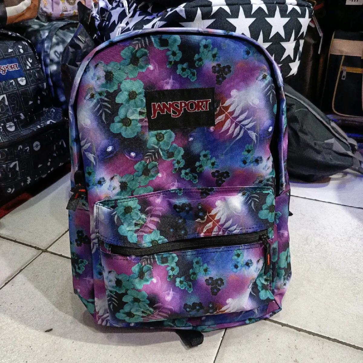 ransel jansport premium motif daun ungu  ada tag no embos