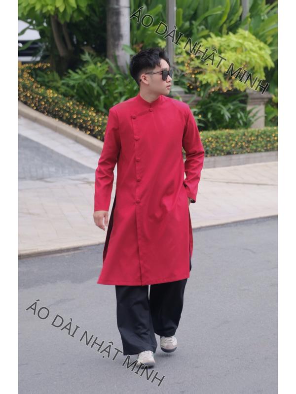 Áo dài nam cách tân cúc bấm có cầu vai TẾT 2026 | Áo dài Nhật Minh sản phẩm không kèm quần
