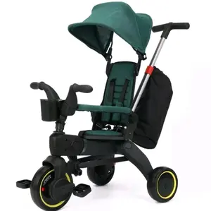 Qihu Sepeda Anak Roda 3 Tricicle Multi Pungsi Racing 4 In 1 Folfing Trike Bayi Stroller Dengan Ukuran