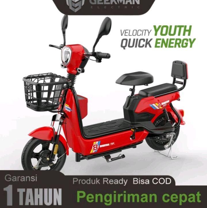 Geekman Sepeda Listrik Dewasa 48v 12ah 150kg Garansi Resmi-Merah 0