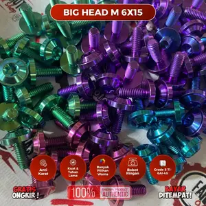BAUT TITANIUM BIG HEAD M 6X15 DRAT 10 PANJANG 1,5 CM GRADE 5