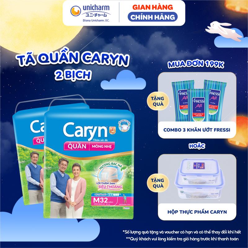 Combo 2 Tã Quần Người Lớn Caryn Mỏng Nhẹ Chống Tràn Size M - Dành Cho Người Già Có Thể Tự Đi Lại