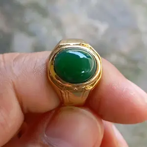 cincin batu  hijau bacan cina ring gold dkm 10x12mm
