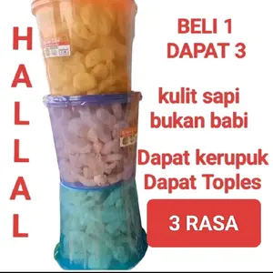 KERUPUK kulit sapi toples 5liter dapat 3 toples PILIHAN RASA DAN ORIGINAL