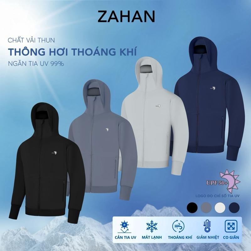 Áo chống nắng nam 2 lớp che trán logo đổi màu đo chỉ số tia UPF50+ vải thoáng khí thấm hút mồ hôi tốt.