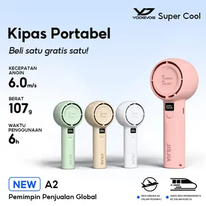 JISJIA Kipas Angin Mini A2 5-Speed 1200mAh 6000r/min LED Display Baterai Lithium USB Type-C Portabel Ringan untuk Tangan dan Desktop