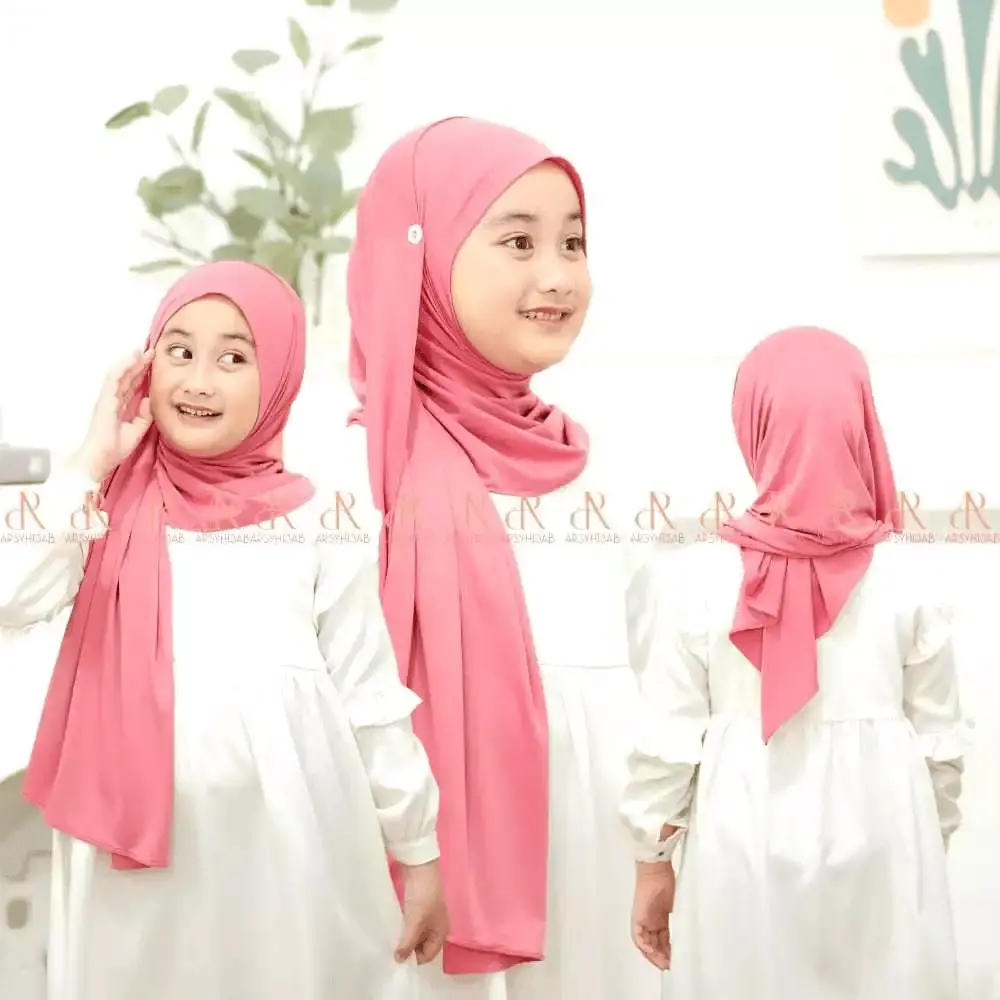 Hijab Anak Pashmina Instan Sakura Size 4-10 Tahun Jersey Premium Kerudung Anak Perempuan Pastan Jilbab Sekolah SD Terbarru QasimaHijab