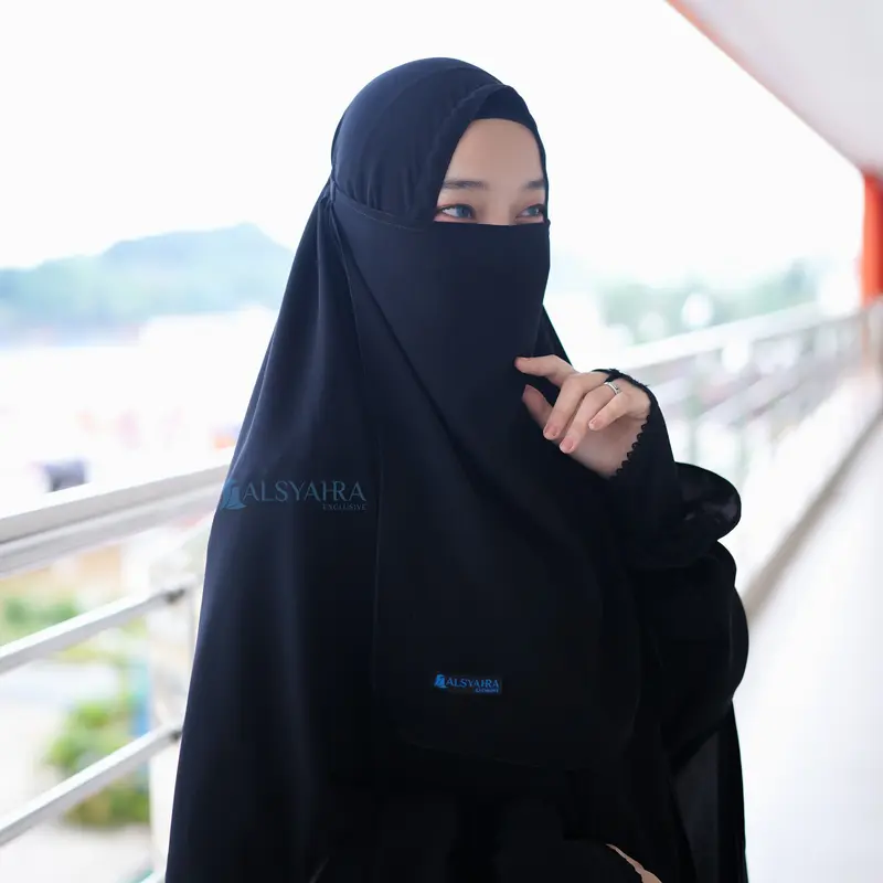 Cadar Tali Jetblack Alsyahra Exclusive Hitam Pekat Muslim Instan Safety 4