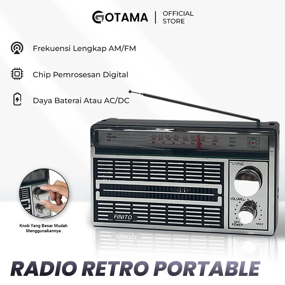 Gotama Radio AC/DC 4250 Portable finito International 2 BAND FM - AM Antik Klasik Jadul Awet kelas