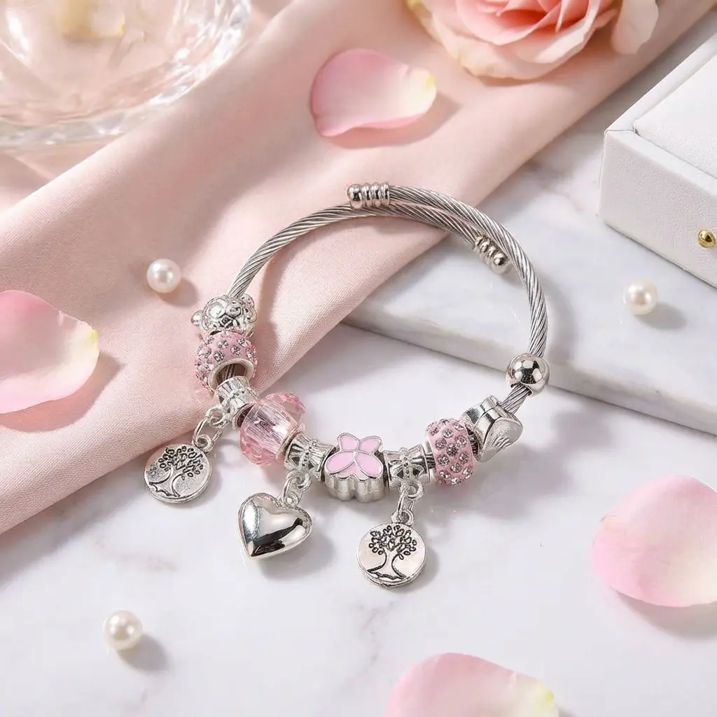 Gelang Manik-manik DIY Multi-elemen – Paduan Tahan Karat Berlian Imitasi, Perhiasan Mode Kekinian Hadiah Syal