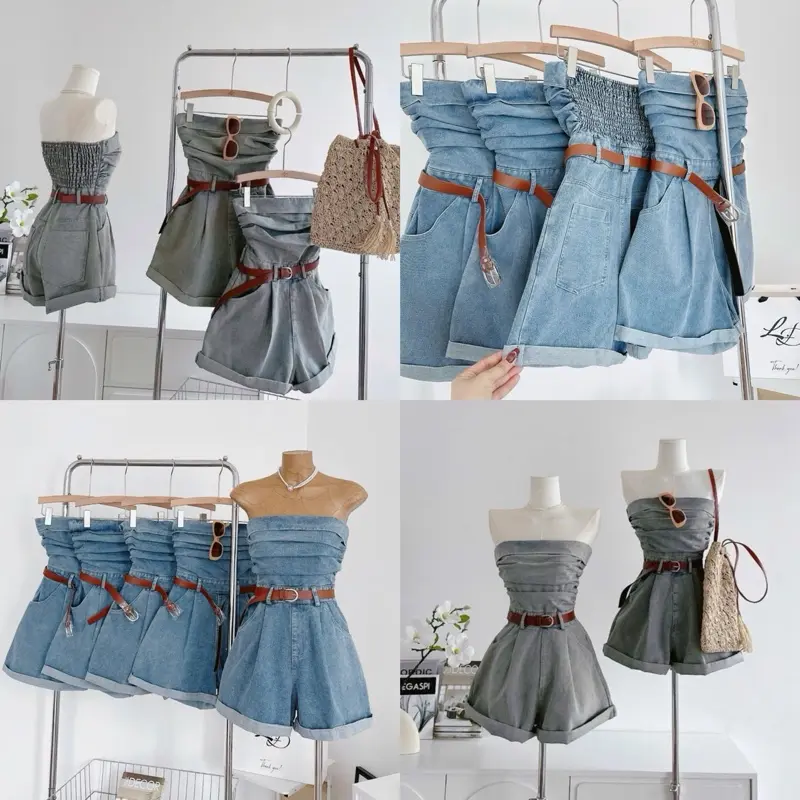 JUMP JEAN SHORT WASH DƠ XẾP LI KÈM BETL NÂU