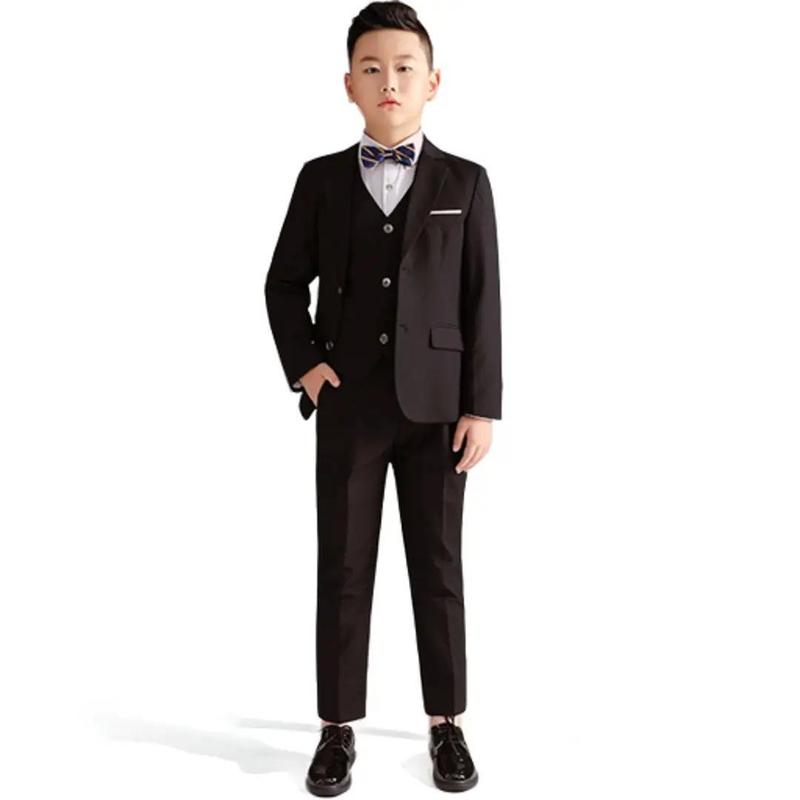 Justblack Setelan Jas Blazer Anak Laki-laki Umur 2-13 Tahun Basic List Putih Kancing Dua Terbaru 3