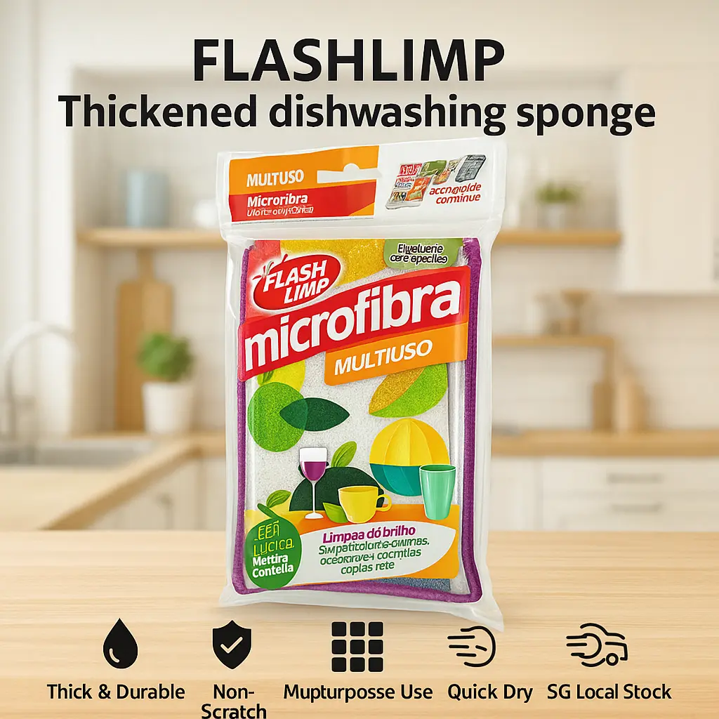 SG Ready Stock Dishwashing Sponge | Thick Durable Non-Scratch Scrubber for Kitchen Sink & Cookware