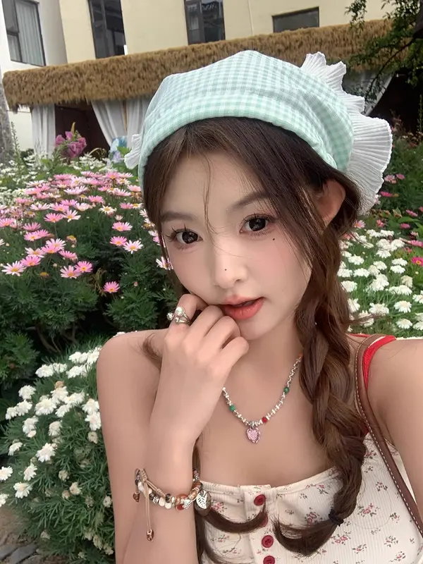Khăn Quàng Tam Giác Viền Ren, Cô Gái Nơ Ngọt Ngào Băng Đô Nữ, Băng Đô Chụp Ảnh, Phụ Kiện Tóc, Hợp Xu hướng Women Nhung Titan,Phong cách đồng quê, thích hợp cho chuyến dã ngoại chụp ảnh，băng đô khăn trùm đầu 7