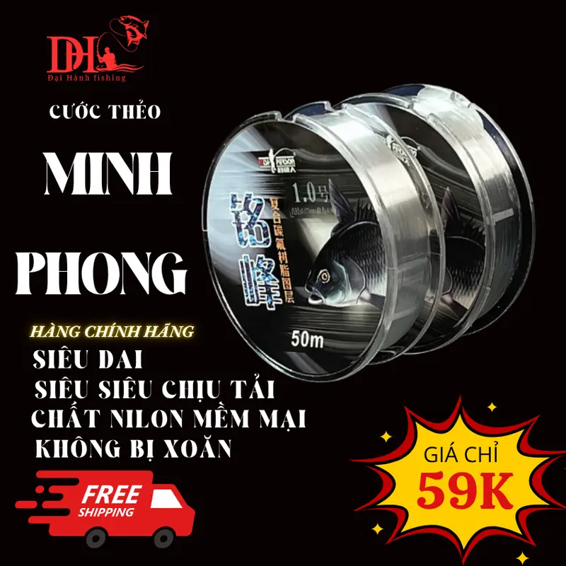 Cước thẻo câu cá Minh Phong ( 50m ) chất liệu nylon dây mềm tải trọng tốt ổn định-Viking Fishing 1