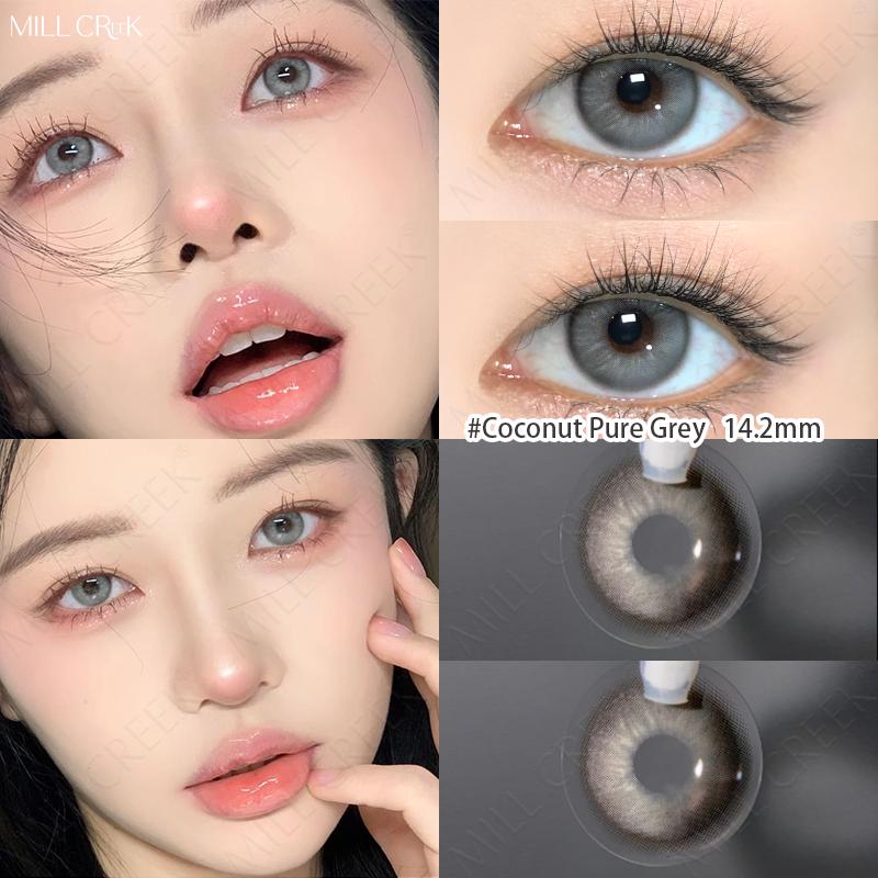   Coconut crisp grey  Mill Creek  Buy 2 Get 3 Free   Grey Color Contact Lens lens màu xám tây Diameter 14.2mm 14.5mmDegree 0-800 Black Lenses WT:40% Use 6-12 months lens lens màu xám tây lens  xám gray lychee 