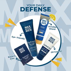 Max Maison Men Set 2 (Acne Facial Wash, Bath Soap, SPF50 Sunscreen) gentle cleansers