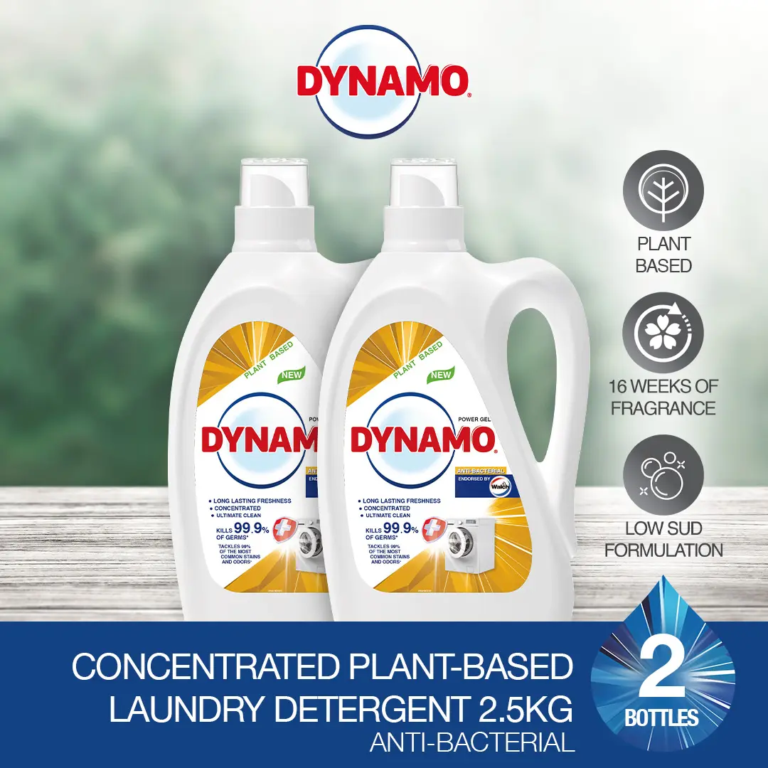 DYNAMO Plant Based Laundry Liquid Detergent 2.5kg/2.7kg x 2 Bottles
