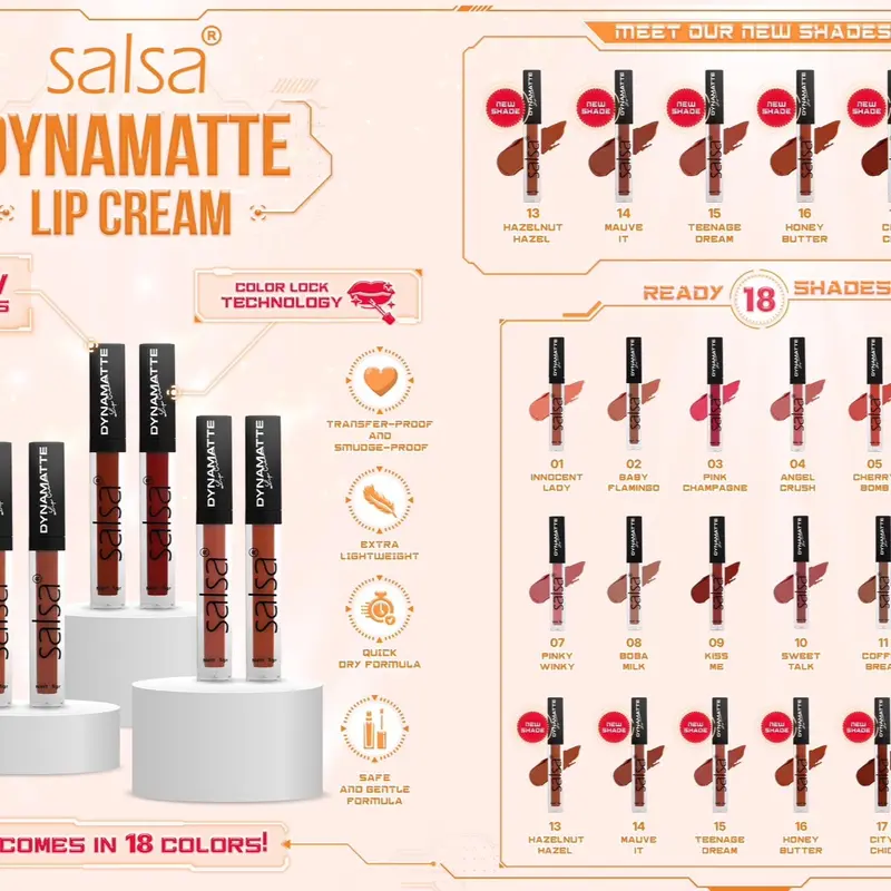 SALSA Dynamatte Lip Cream/Matte Long Lasting. paket make 1 set lenfi cosmetic 1
