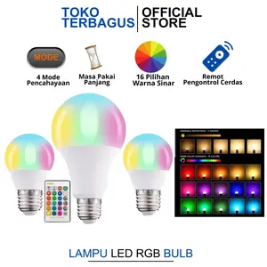 Lampu Bohlam LED RGBW 16 Warna + Remote 7W 12W 24W Fitting E27 Super Terang