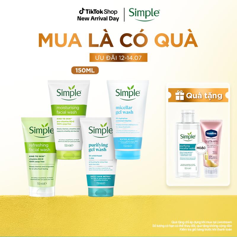 [1] Sữa Rửa Mặt Simple hỗ trợ làm sạch và Dưỡng Ẩm Da 150ml