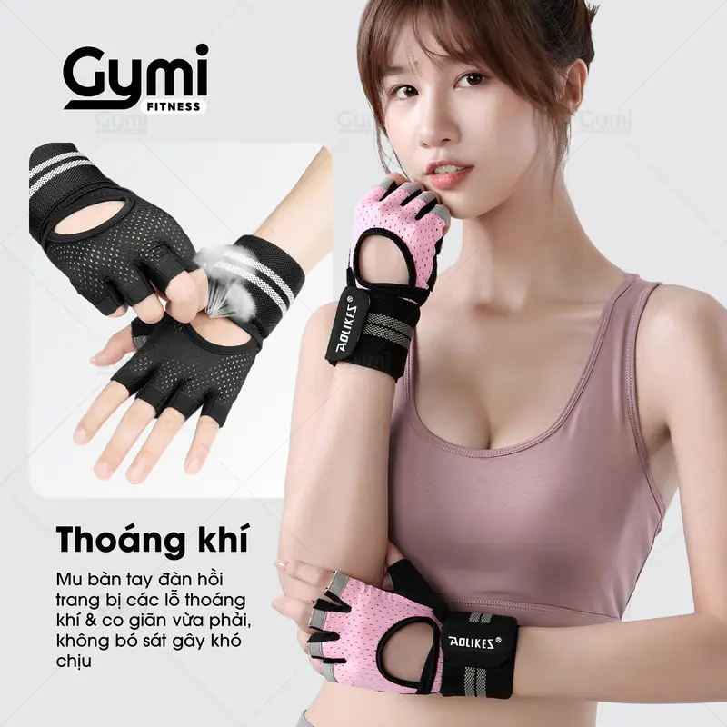 Găng Tay A-113 | Găng Tay Nam Nữ Tập Gym, Tập Thể Thao - Bao Tay  Chống Trơn Trượt 4