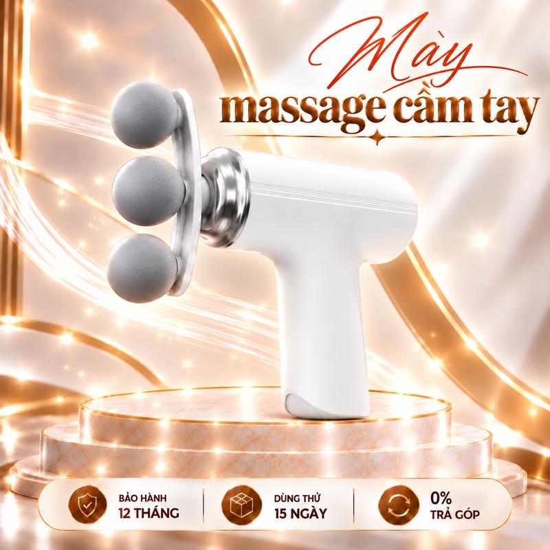 Máy Massage Cầm Tay 9 Đầu Thay Thế, 6 Chế Độ, Fascial Giảm Cơ Căng Cơ Trị Nhức Mỏi Vai Gáy, Thư Giãn