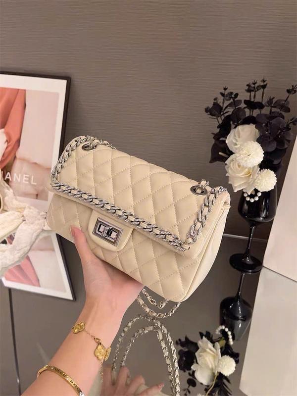 25089- Túi xách nữ họa tiết ô trám màu trắng/ đen, túi thiết kế thủ công đính đá , phong cách trẻ trung sang trọng thời thượng. Túi xách nữ da thật, Bag nữ 2025, Túi xách đeo chéo, đeo vai.