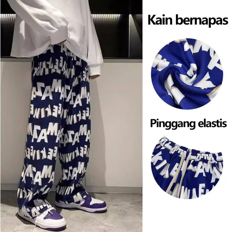 Celana Baggy Pria High Waist Ankle Pants Style Wide Leg Hip Hop Jazz Premium (Cowok Keren 2024) - Motif Panjang Motif Katun Pendek Casual Chino Distro Dewasa Tartan baggy  pants 4