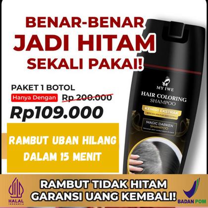 Shampoo Penghitam Rambut Putih Penghilang uban MY IWE HAIR Coloring Itam Black Myiwe Shampo Untuk Mewarnai Berkilau Penghilang Beruban Sampo Untuk Berwarna Hitam Ampuh Alami Permanen Pria Wanita Kakek Nenek Instant Cepat Menghitamkan 0
