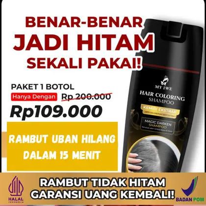 Shampoo Penghitam Rambut Putih Penghilang uban MY IWE HAIR Coloring Itam Black Myiwe Shampo Untuk Mewarnai Berkilau Penghilang Beruban Sampo Untuk Berwarna Hitam Ampuh Alami Permanen Pria Wanita Kakek Nenek Instant Cepat Menghitamkan 0