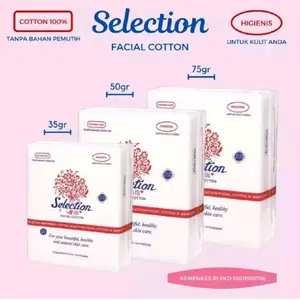 SELECTION Kapas Kotak 35gr 50gr 75gr || Facial Cotton || Kapas Pembersih Wajah Kotak Lembut || Kapas Murni & Higienis Aman Untuk Kulit Wajah