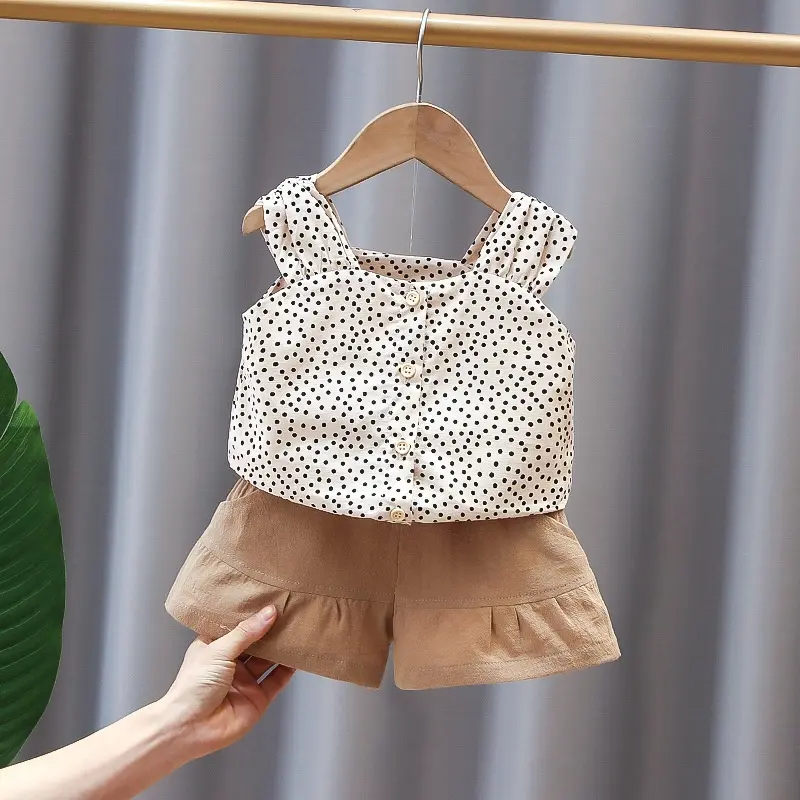 0-5 Year Old Summer Girls Korean Style Sleeveless Shorts Cute Set Two Piece Set